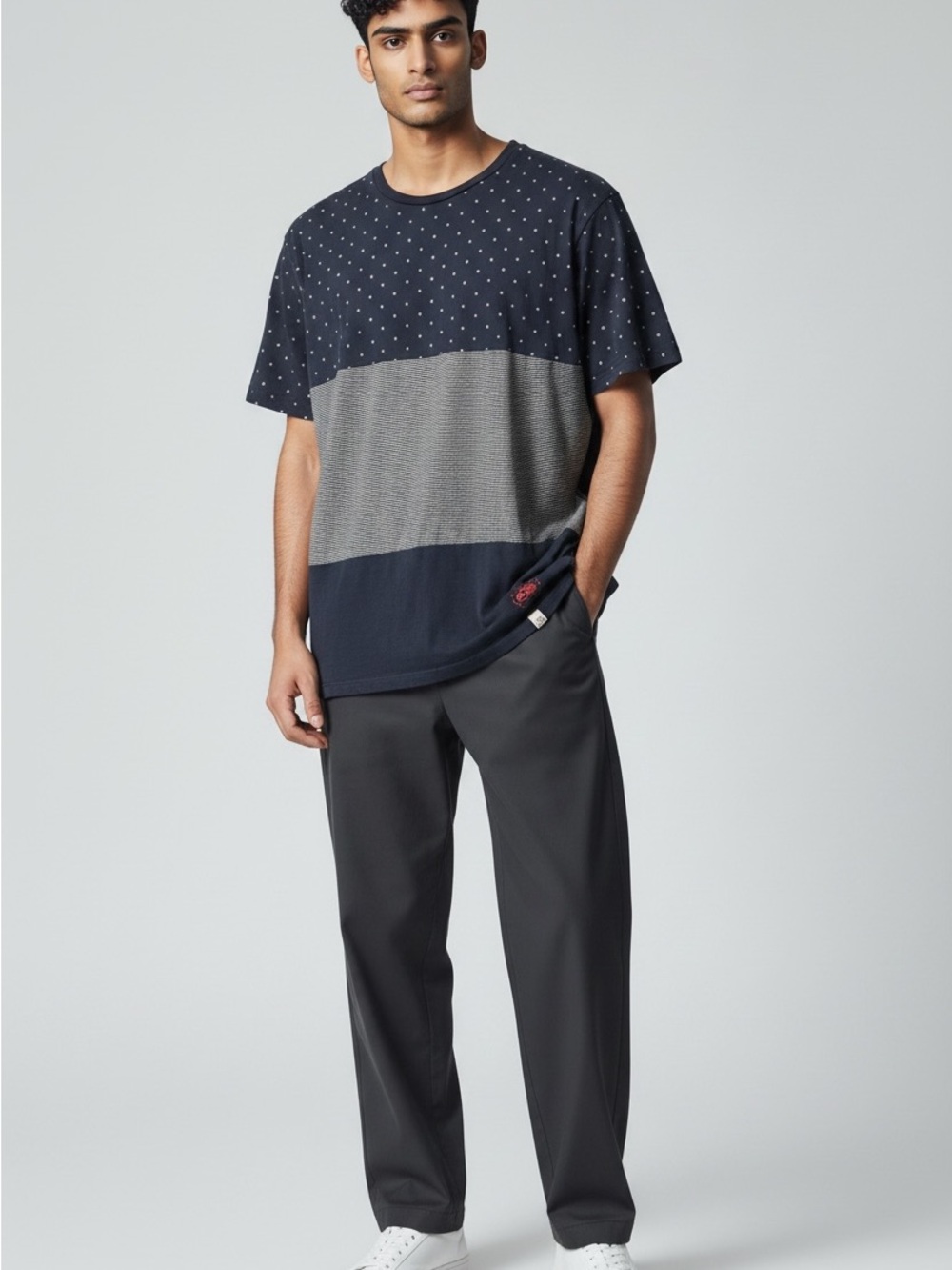 ❤️ 4 for $25 ❤️ Jack & Jones Navy and Gray Panel Short-Sleeve Tee‎ size small
